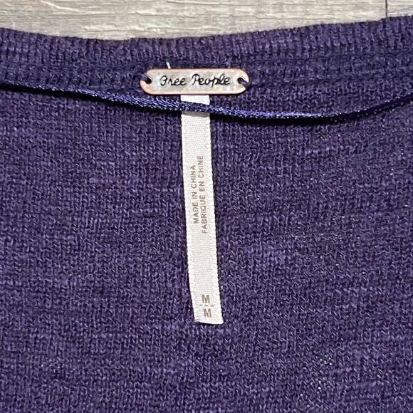 Free People Linen Cotton Blend Henley Medium Witchy Purple Whimsygoth Boho Top - Picture 3 of 6